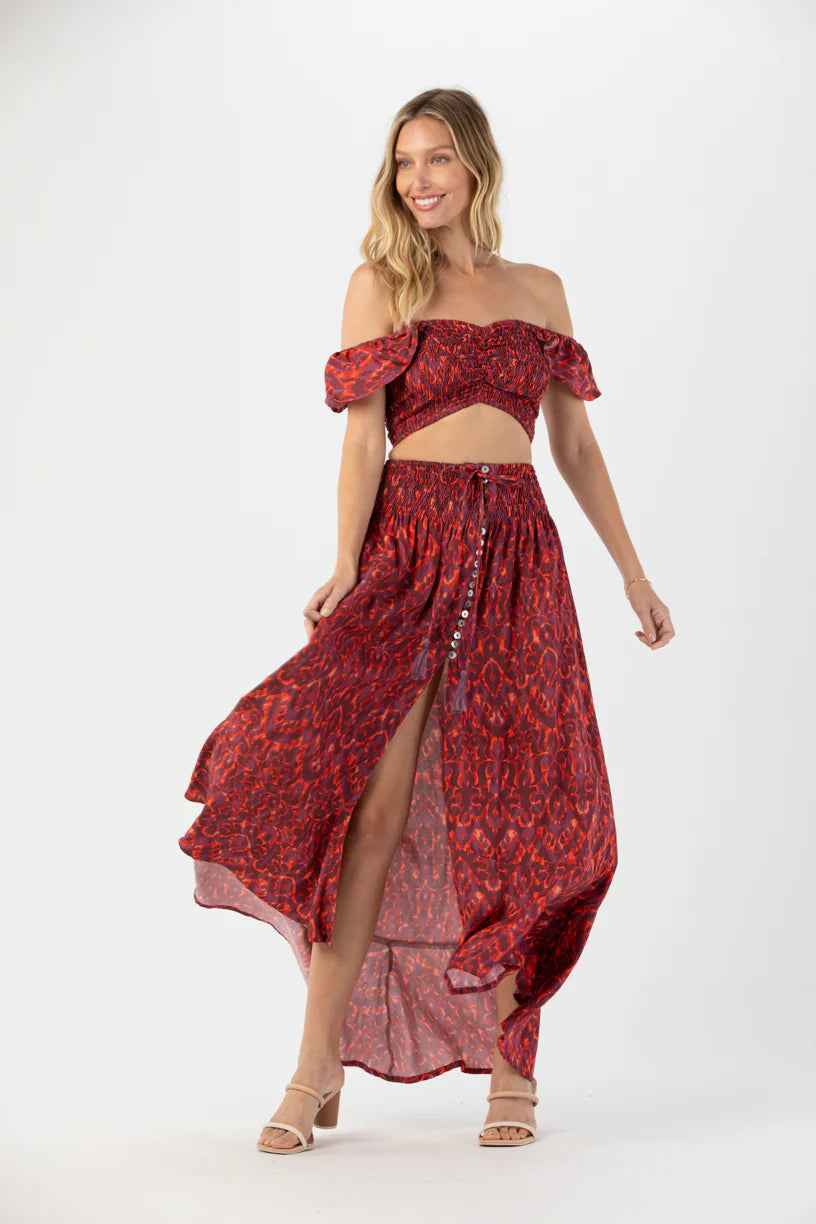 Hollie Crop top in Ikat red front view