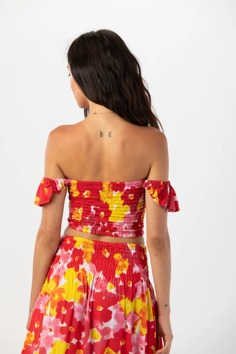 Hollie Crop top in watercolor dream red back view