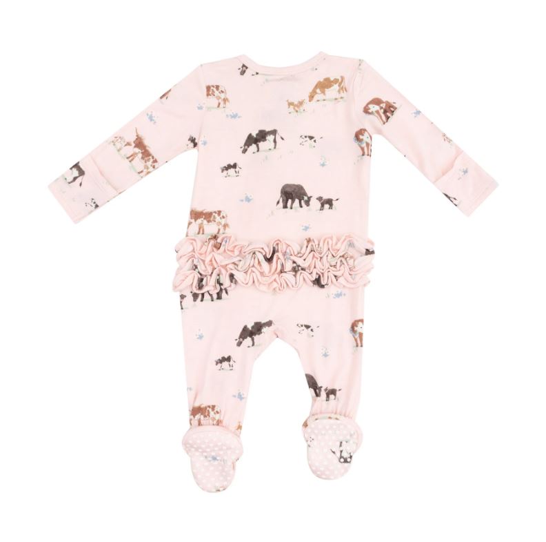 Ruffle back zipper front cow families back view
