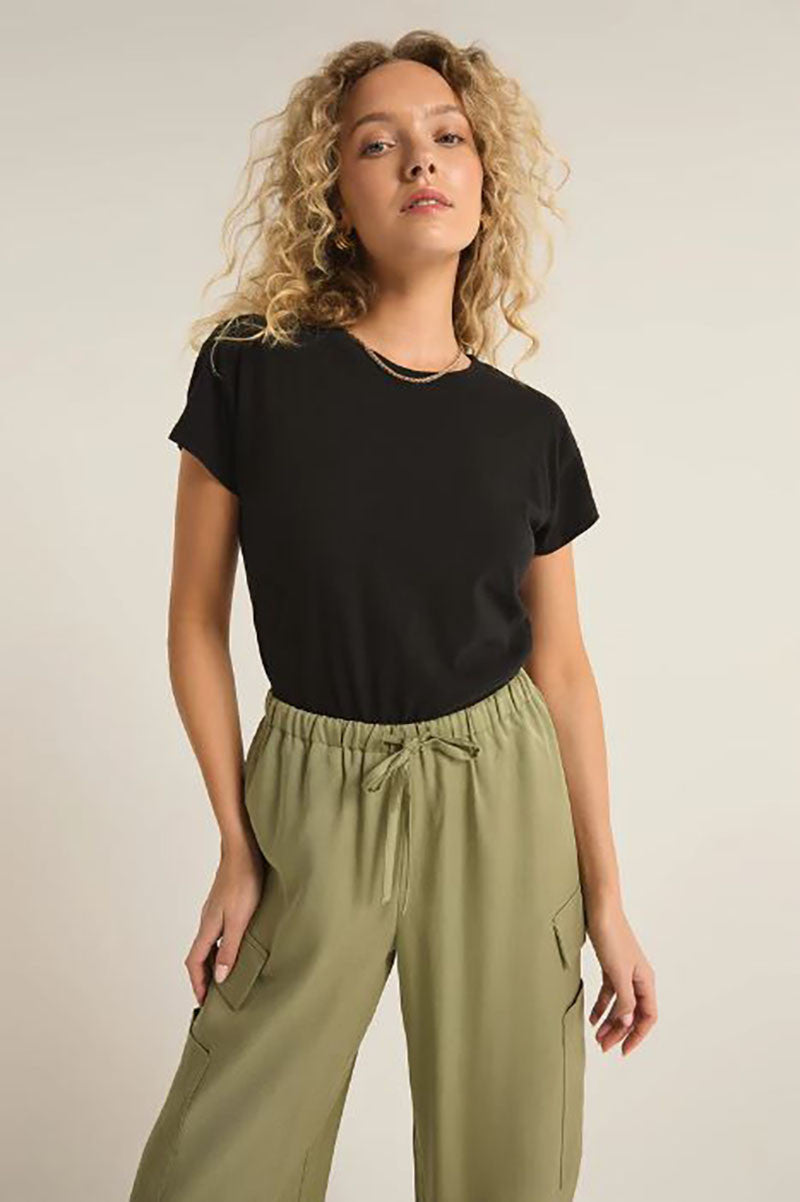 Modern slub tee in black style view