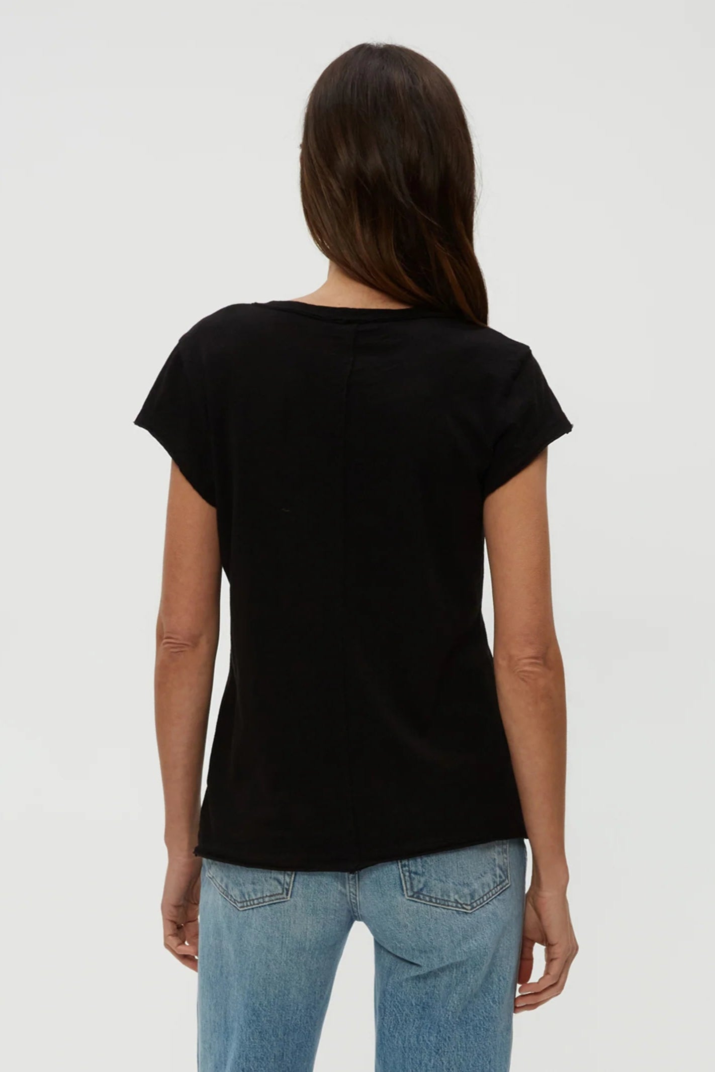 TRUDY CREWNECK TEE IN BLACK BACK VIEW