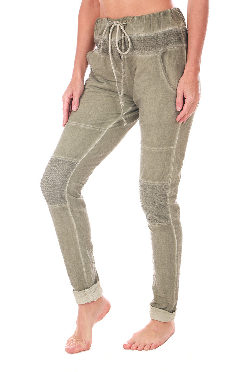 Motto Drawstring jogger in army green side view