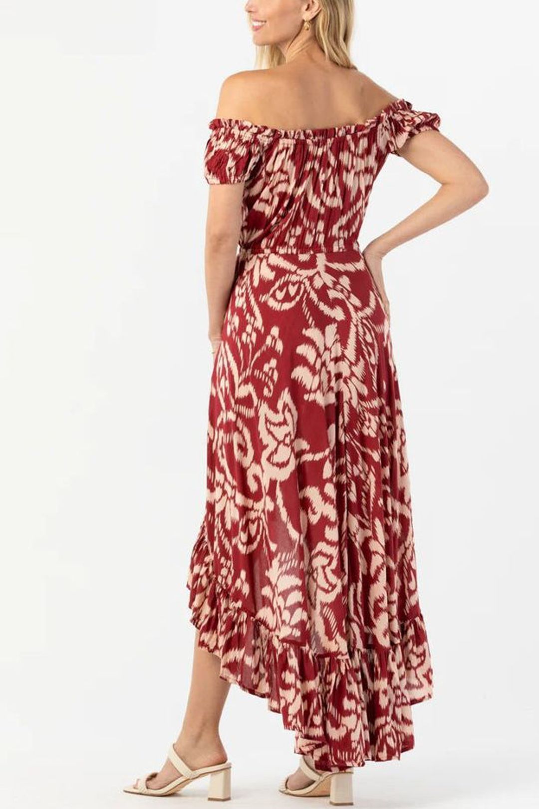 Riviera maxi dress in nomadic maroon back view