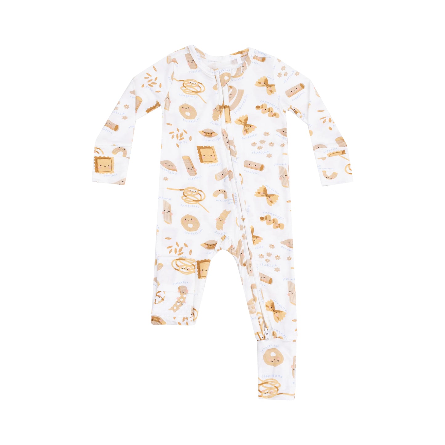 Printed zipper onesie in cute pasta