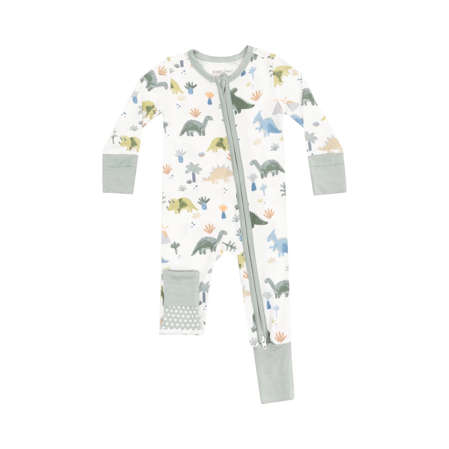 Printed zipper onesie in soft dinos