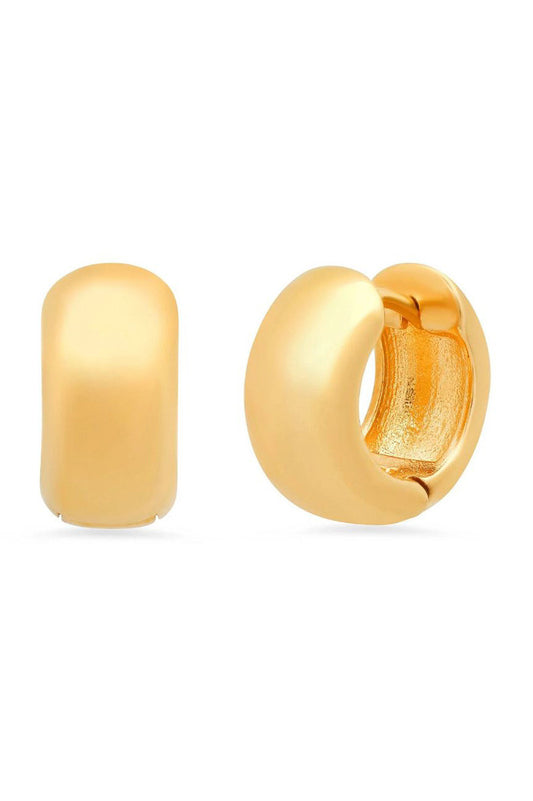 Small ball huggie earrings in gold