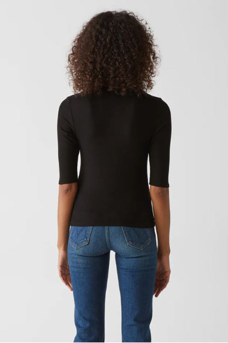 Maeve elbow crew neck crop top in black back view