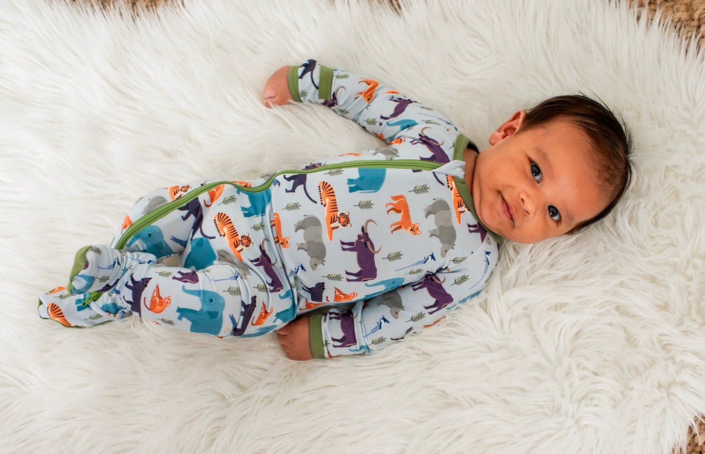 Printed footie in safari dream