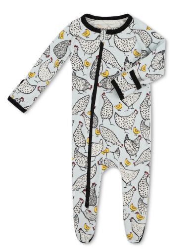 Printed footie in spring chicken