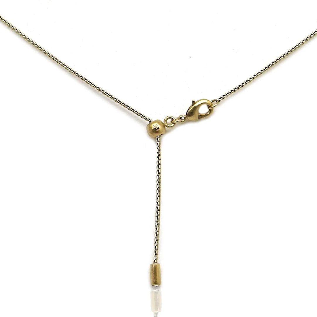Pavia coin & pave necklace in gold vintage silver clasp