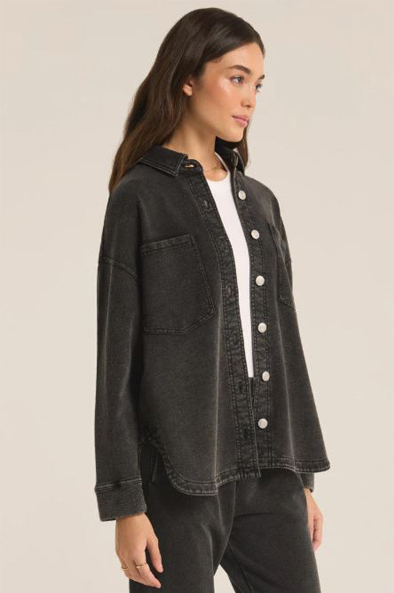 ALL DAY KNIT DENIM JACKET in vintage black side view