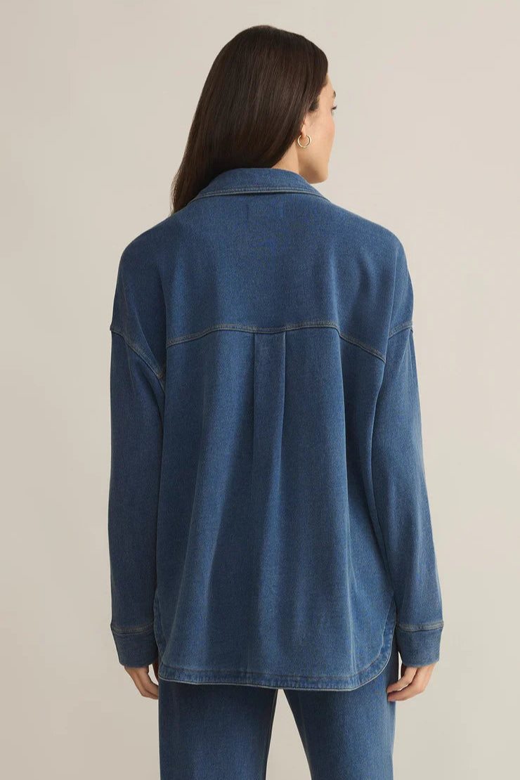 All Day Knit Denim Jacket in vintage indigo back view