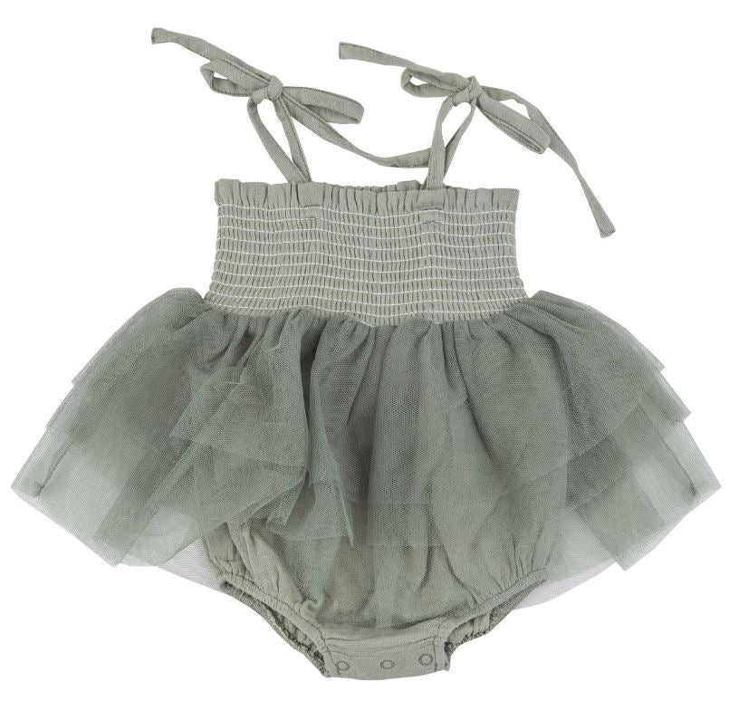 Tutu bubble in desert sage muslin back view