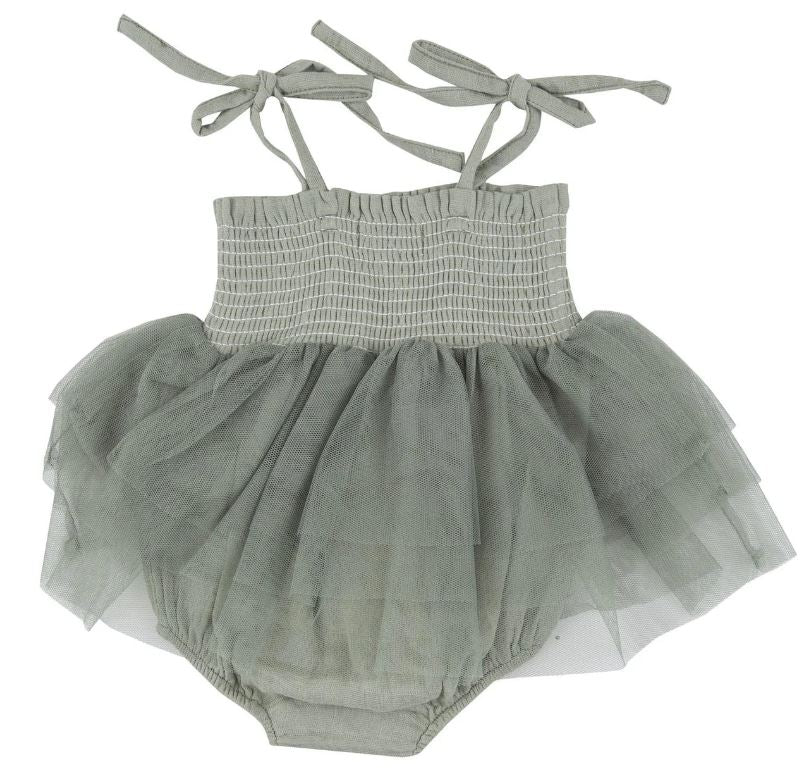 Tutu bubble in desert sage muslin front view
