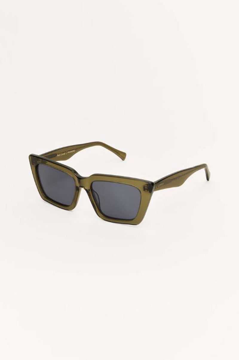 Feel good sunglasses in moss grey polarize side