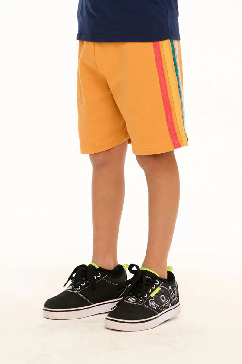 Social stripe short in yellow side view