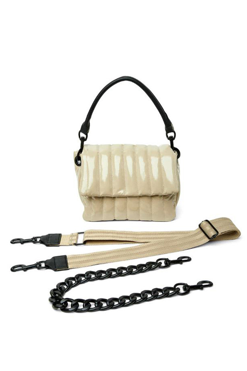 bar bag in pearl blonde patent