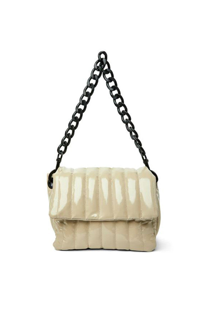 bar bag in pearl blonde patent front view