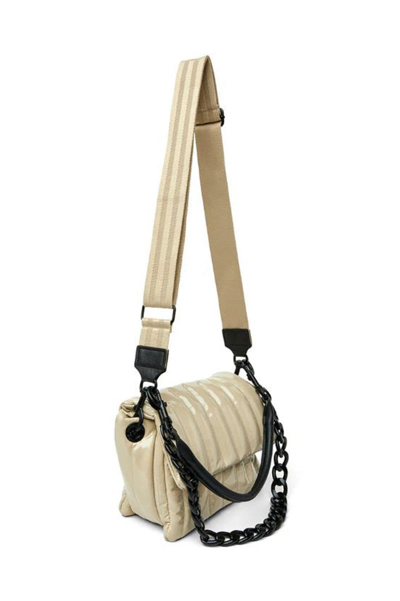bar bag in pearl blonde patent side view