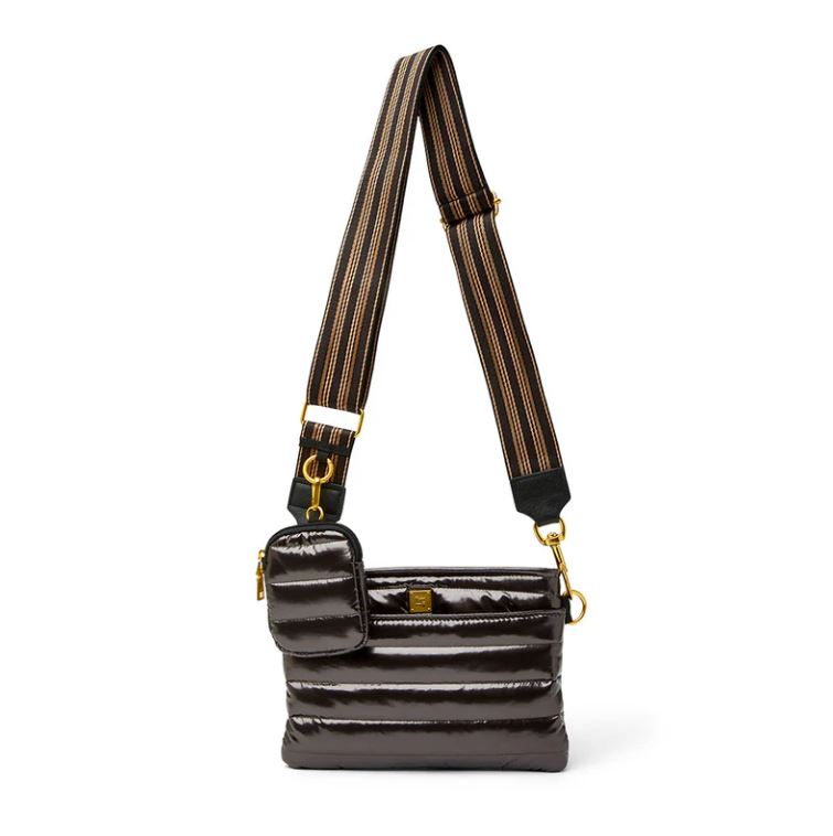 Downtown crossbody in dark mocha patent back view