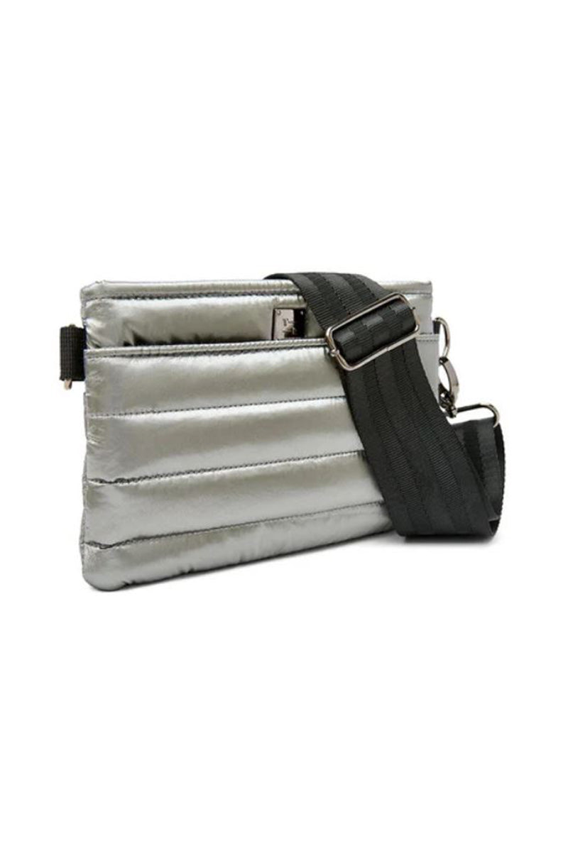 Downtown crossbody in liquid pewter front view