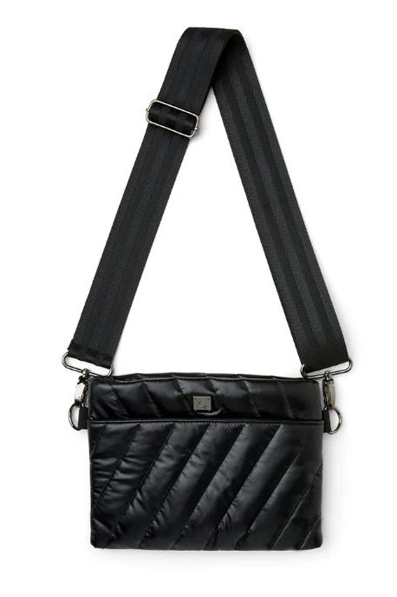 diagonal bum bag 2.0 in pearl black front view