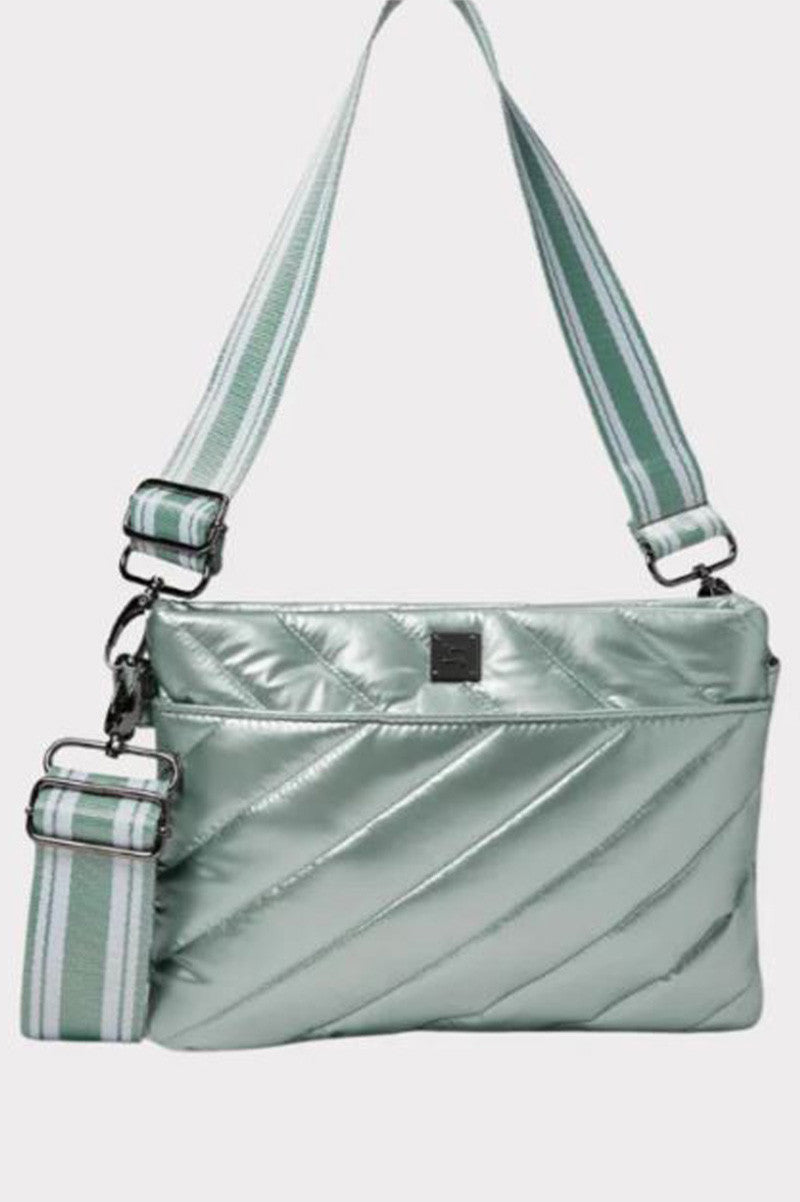 diagonal bum bag 2.0 in pearl seafoam front view