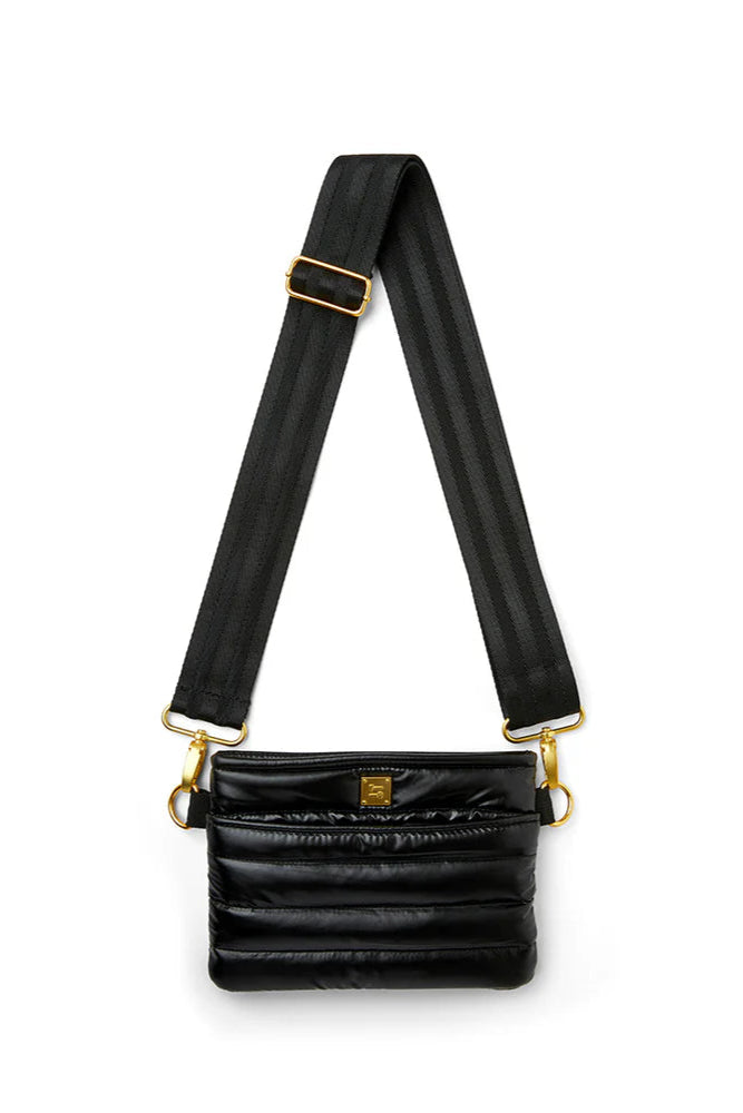 BUM BAG CROSSBODY IN PEARL BLACK FRONT VIEW