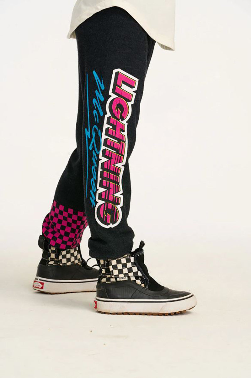 Lightning mcqueen jogger in shadow other side view says lightning mcqueen