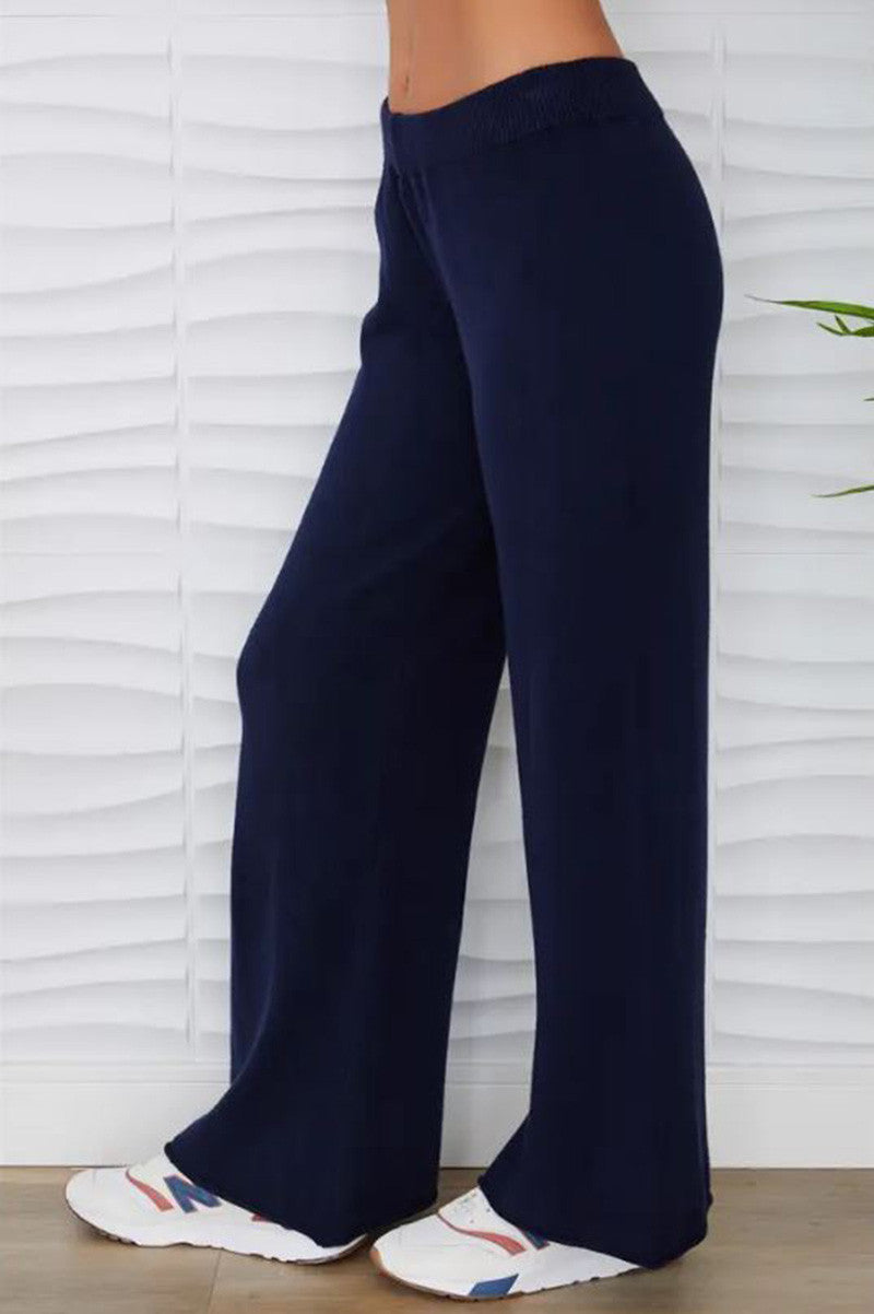 Knit pants in navy side view