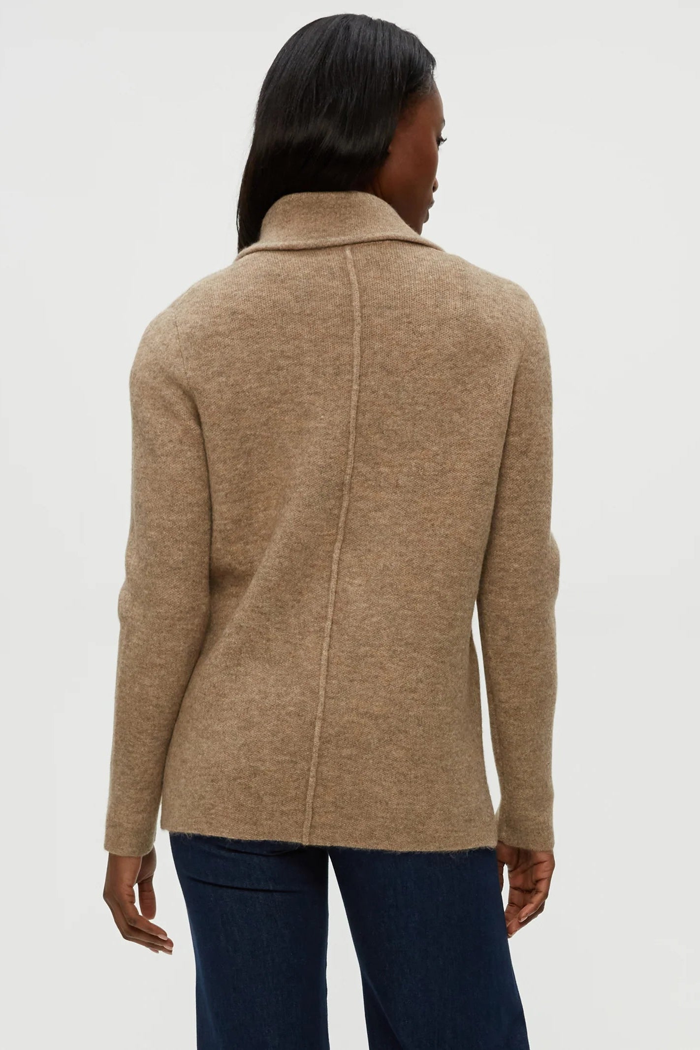 DIANA KNIT BLAZER IN DARK OATMEAL BACK VIEW