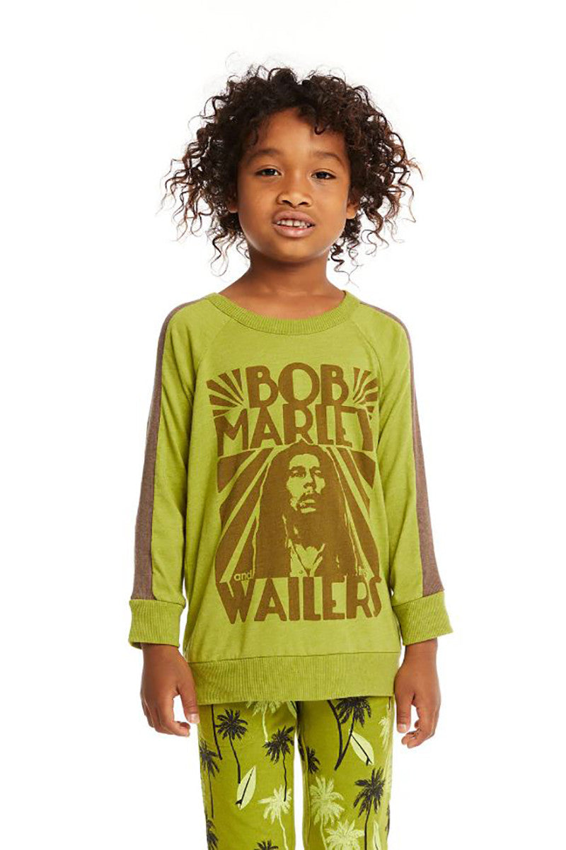 Bob Marley raglan pullover in lima bean front view