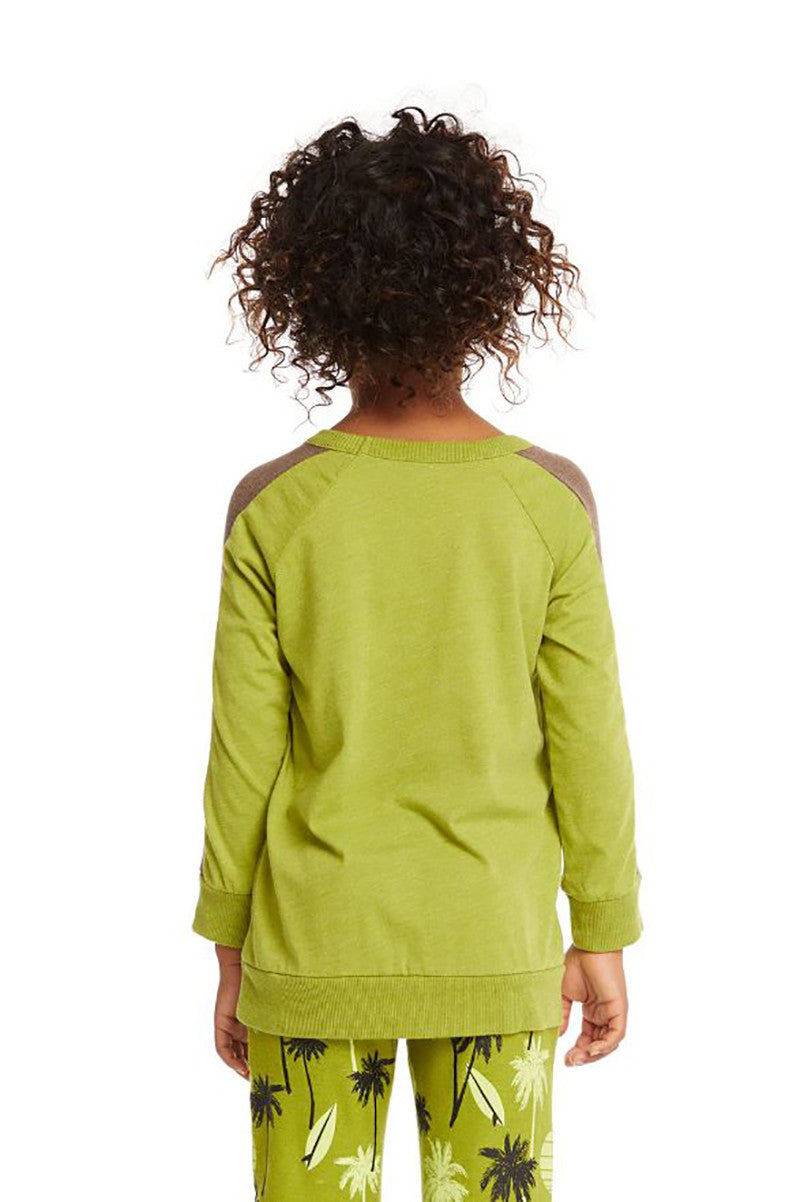 Bob Marley raglan pullover in lima bean back view