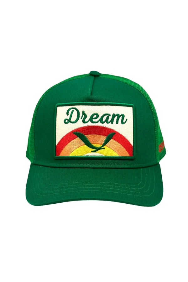 DREAM TRUCKER HAT IN GREEN FRONT VIEW