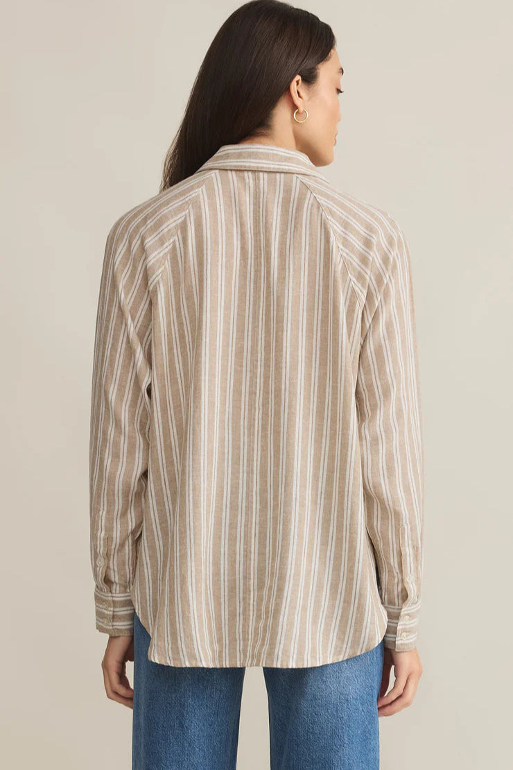 THE PERFECT LINEN TOP IN PEBBEL MOON BACK VIEW