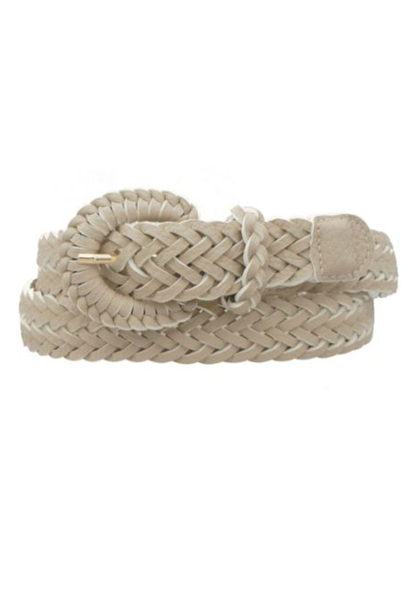 Braided faux leather belt in khaki