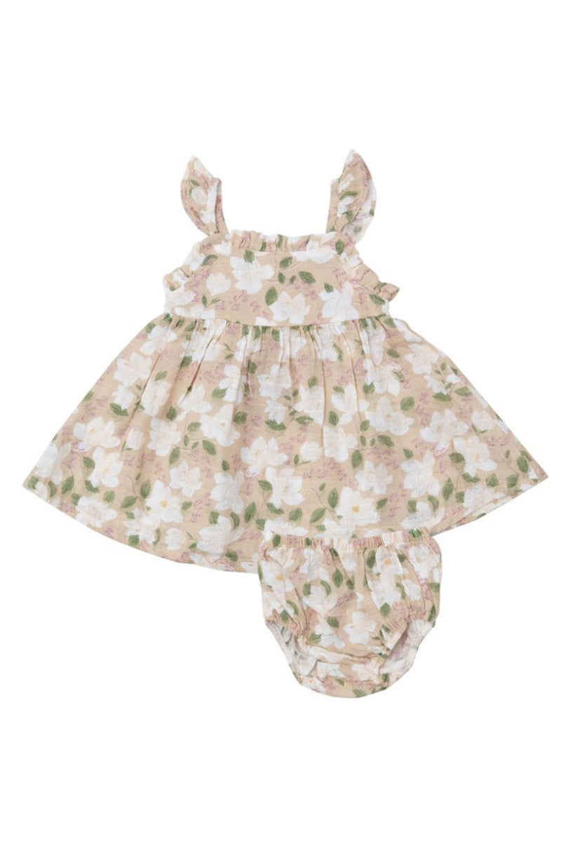 Paperbag ruffle sundress wit dc, in magnolias front view