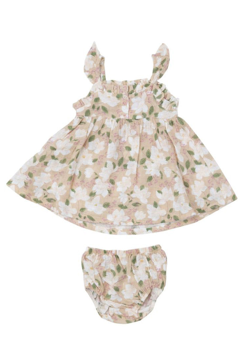 Paperbag ruffle sundress wit dc, in magnolias back view