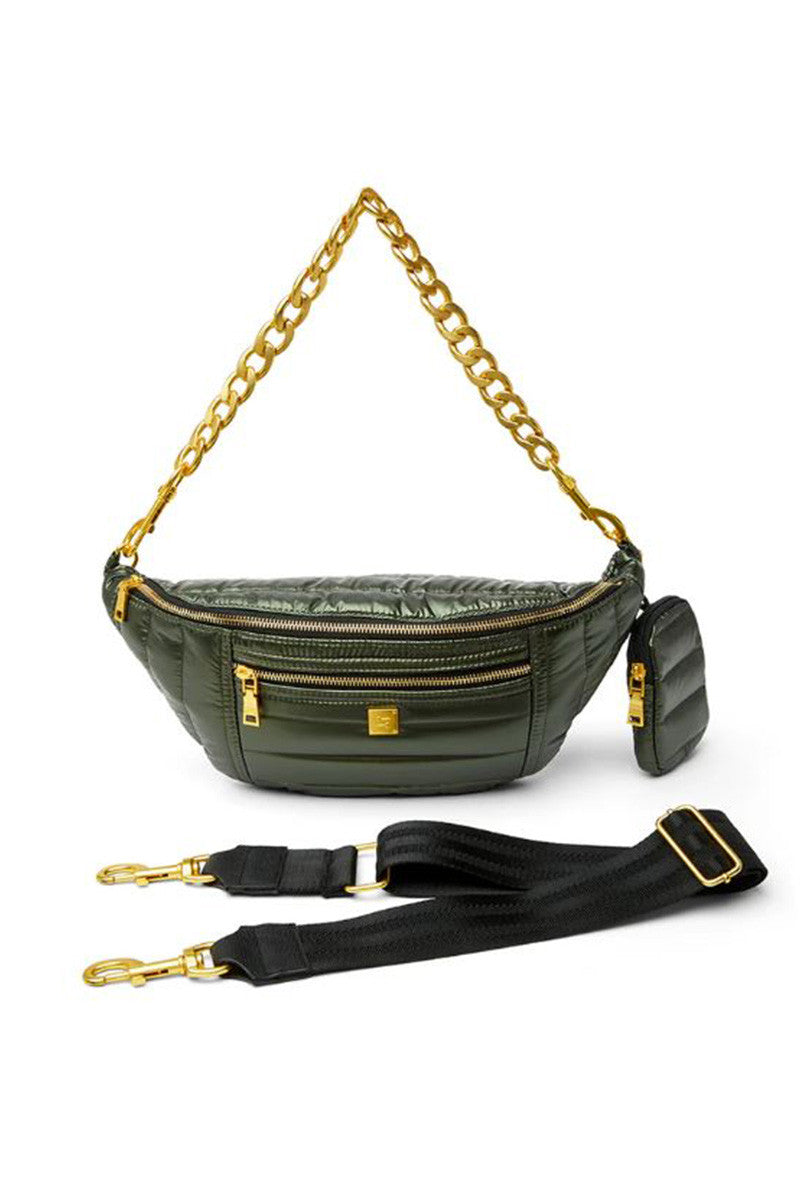 sister sling bag in pearl olive front view