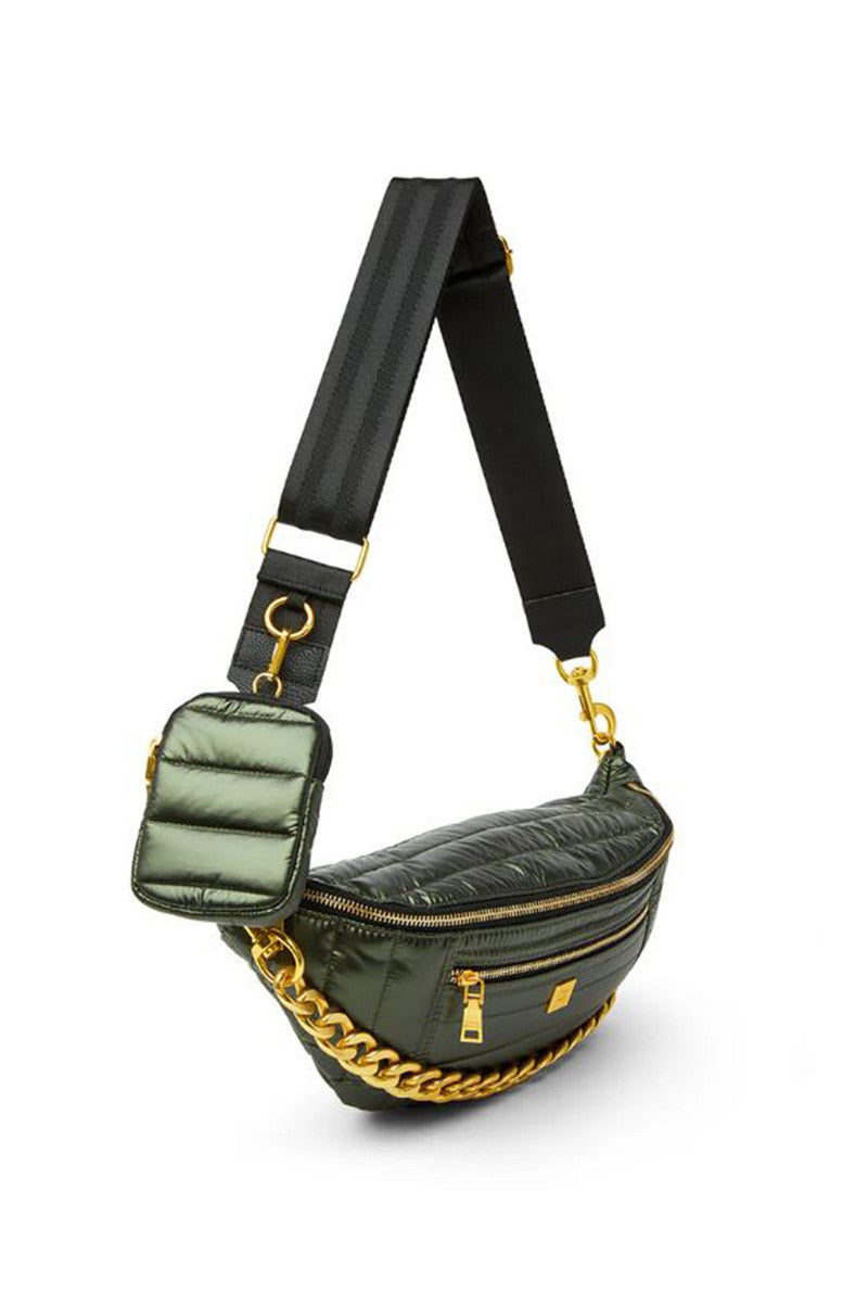 sister sling bag in pearl olive side view