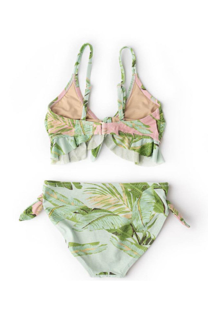 Shimmer ruffle bikini in cabana palms back view
