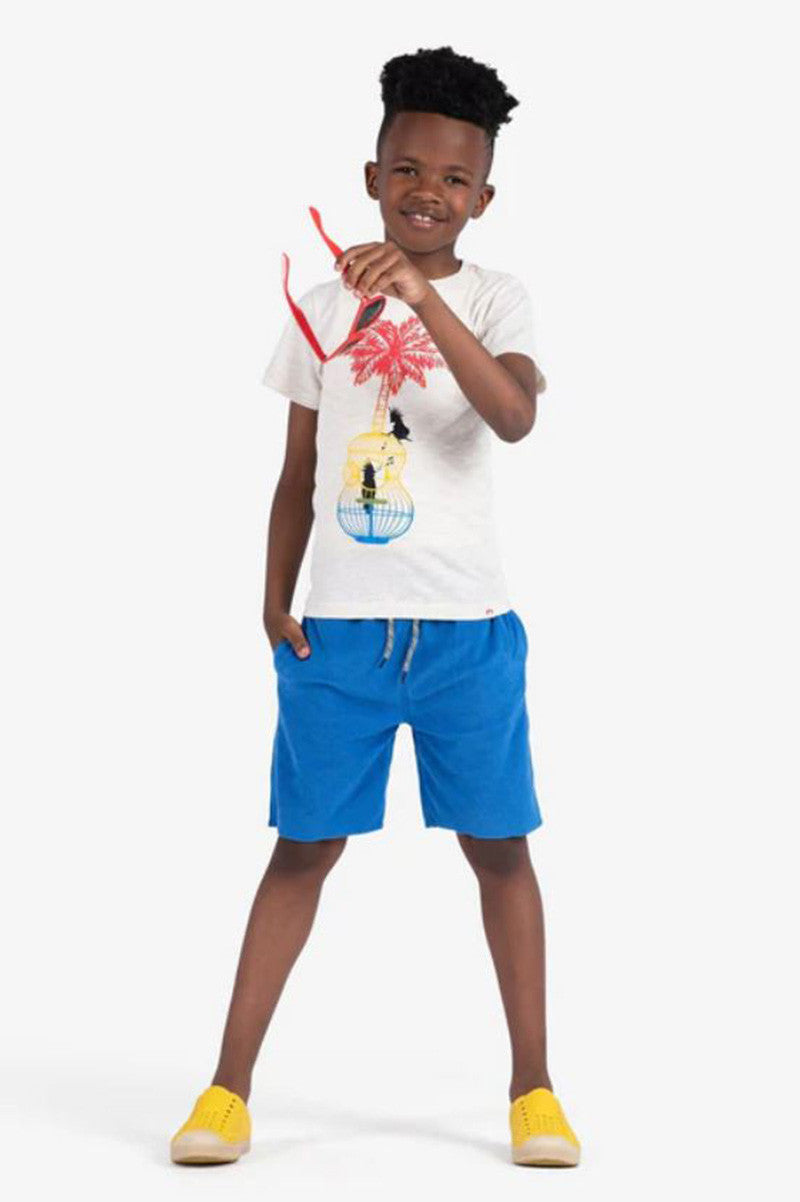 CAMP SHORTS in surf-the-web blue, drawstring waist with side pockets