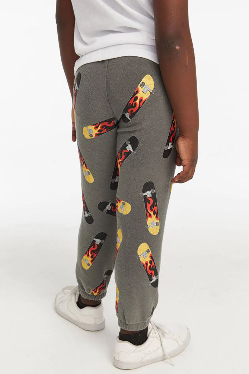 Skater flame joggers in safari back view