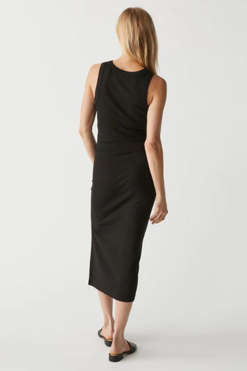 Tala sleeveless shirred seam midi dress in black back view