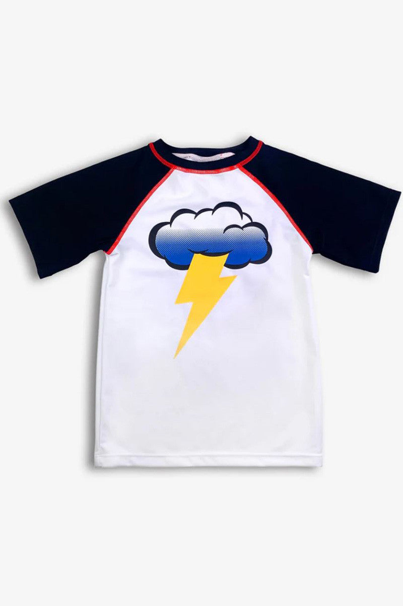 Storm cloud rash guard in black and white front view