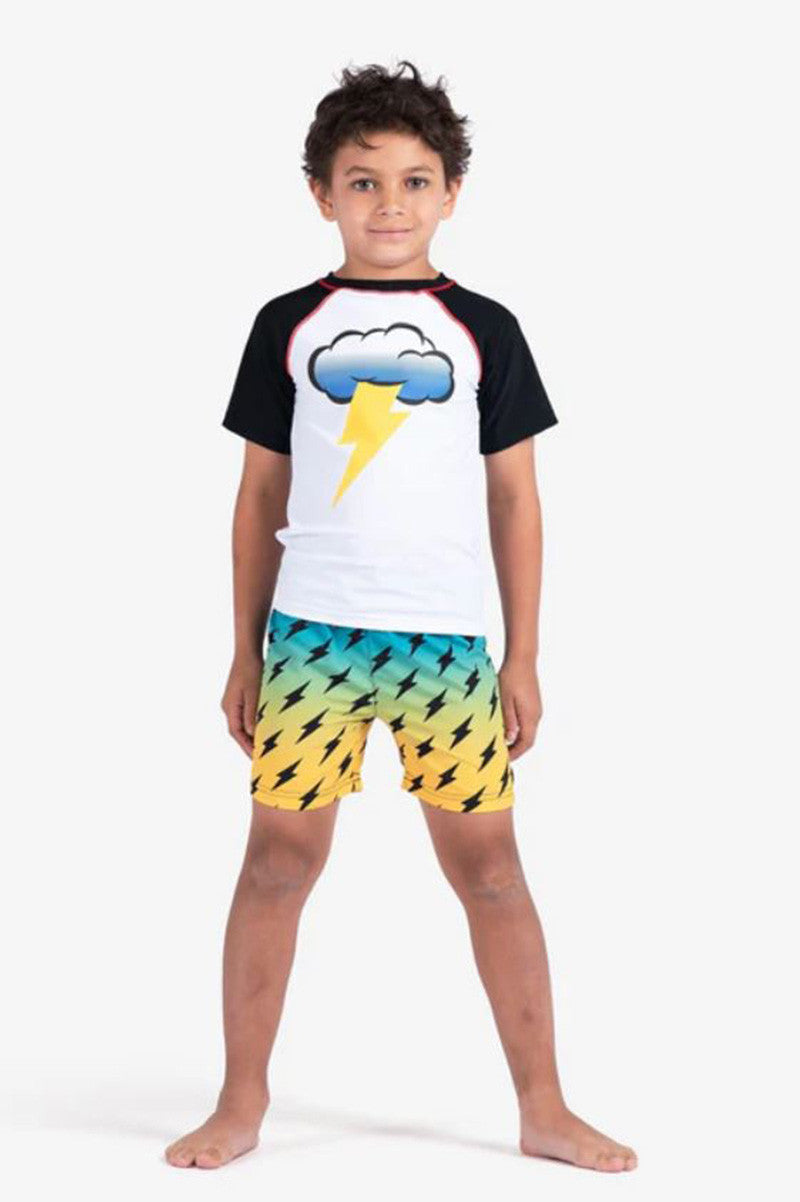 Storm cloud rash guard in black and white style view
