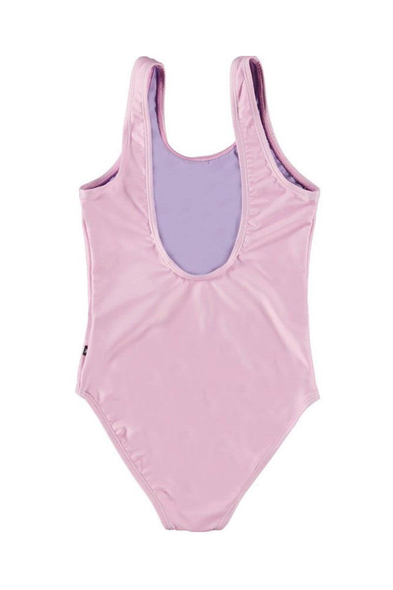 Nika one piece swimsuit in lilac smile back view