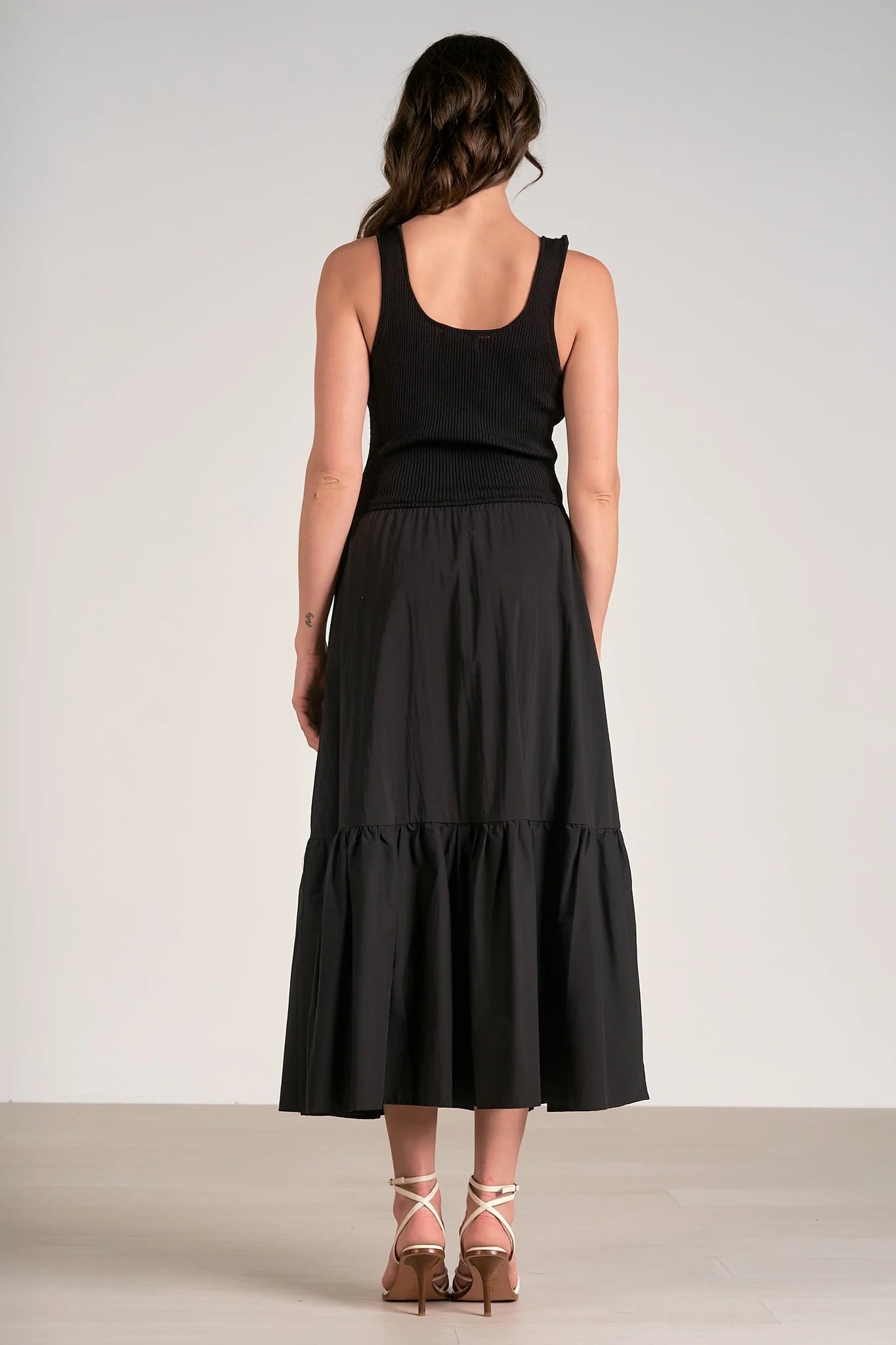 Black tank maxi: racerback with tiered skirt