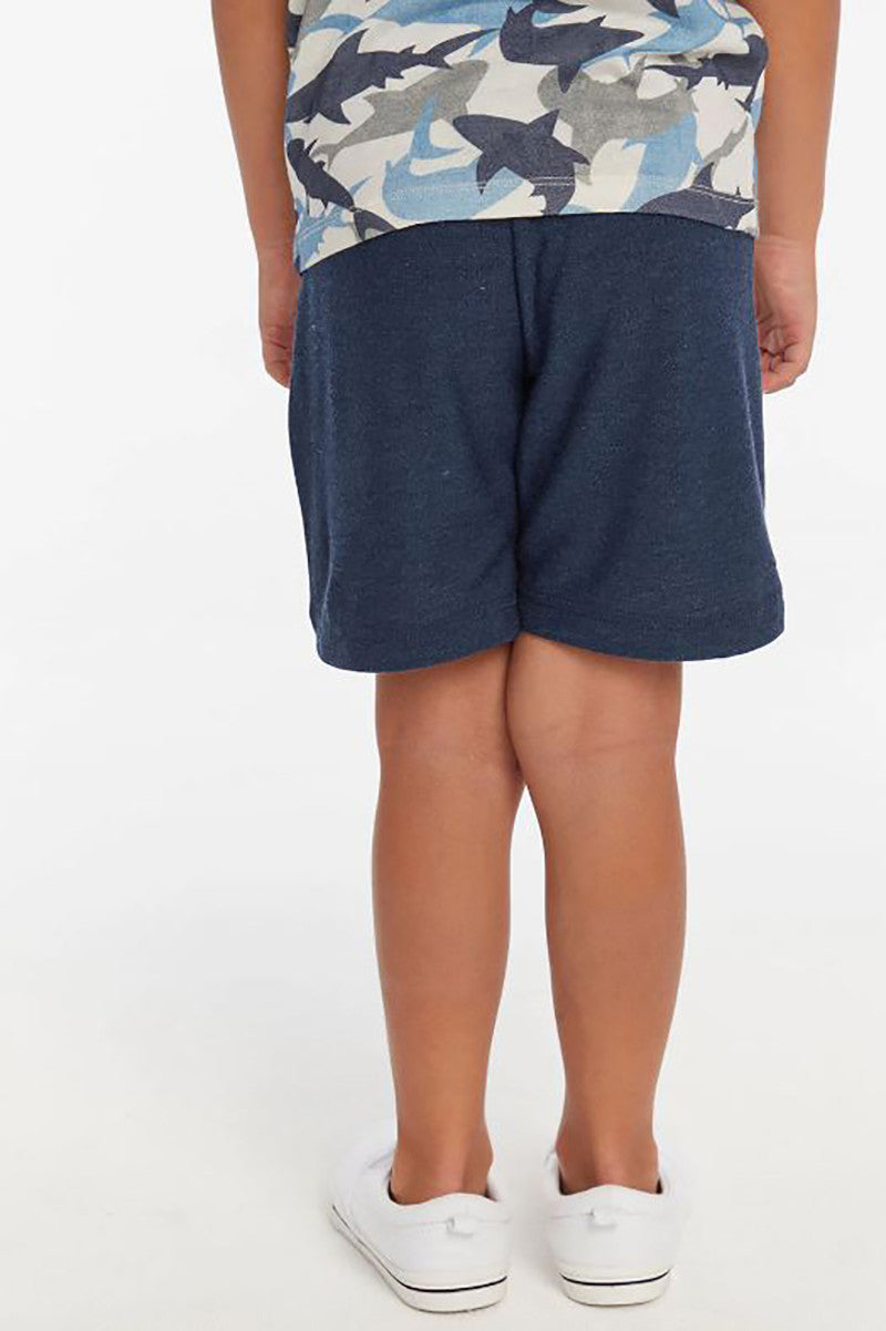 Shark bite shorts in avalon back view