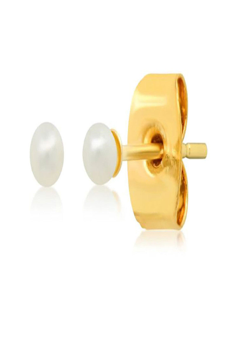 mini pearl studs, gold